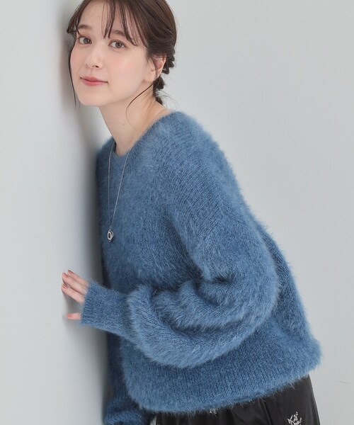 DRESKIP(ドレスキップ)の「【S-LL/ゆったり】ふわふわシャギー 大人レディなニット(ニット/セーター・レディース・ブラウン系/ブルー/ナチュラル/ピンク系7/ベージュ系その他6/イエロー・04/03/02/01)」の4枚目の写真