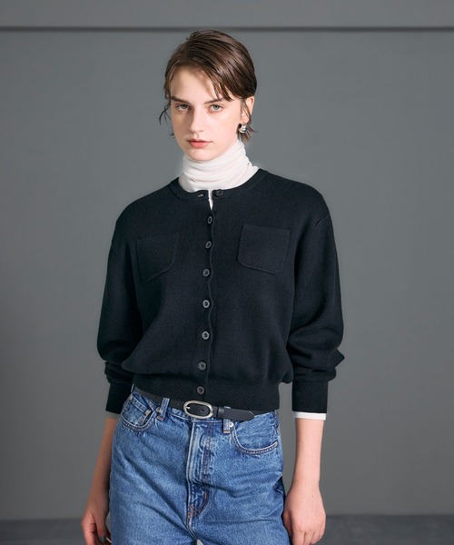 【美品】 RHC コットン カシミヤ カーディガン ブラック L コットンカシミヤニットカーディガン（カーディガン/ボレロ）｜N.O.R.C