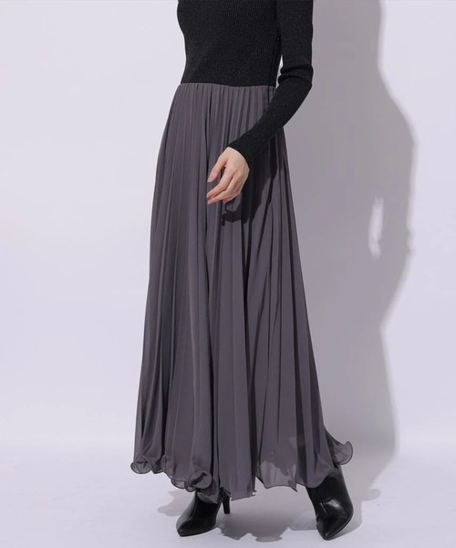 Mystrada（マイストラーダ）の「プリーツメローラメニットワンピース