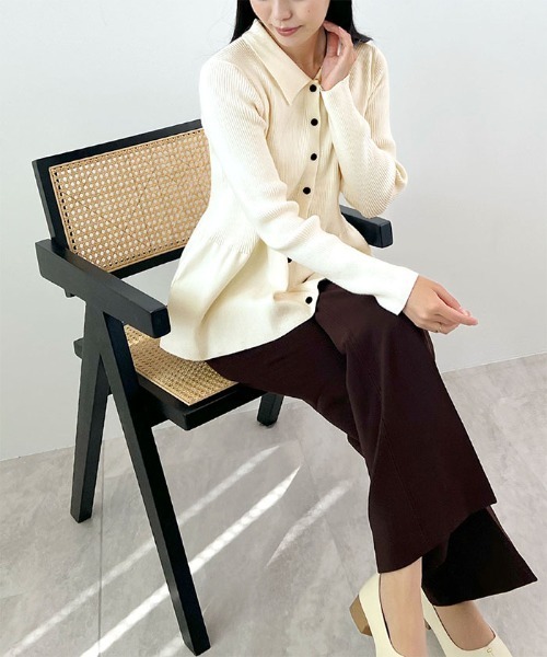 Futier land（フューティアランド）の「【8色展開】ペプラムリブニット（ニット/セーター・レディース・マスタード/ブラウン/グレー/ネイビー/レッド/アイボリー/ライトブルー/サーモンピンク・MEDIUM/LARGE）」の22枚目の写真