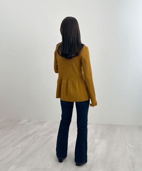 Futier land（フューティアランド）の「【8色展開】ペプラムリブニット（ニット/セーター・レディース・マスタード/ブラウン/グレー/ネイビー/レッド/アイボリー/ライトブルー/サーモンピンク・MEDIUM/LARGE）」の15枚目の写真