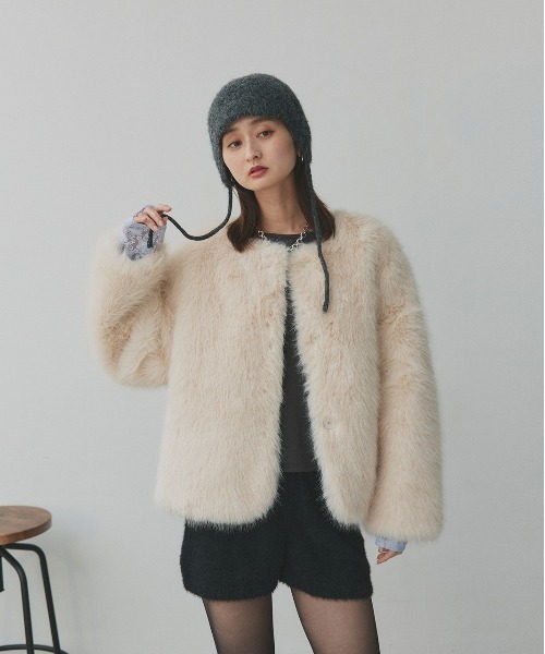 maisondelyla ノーカラーフェイクファーコート コート ノーカラー フェイクファー ノーカラーフェイクファーコート