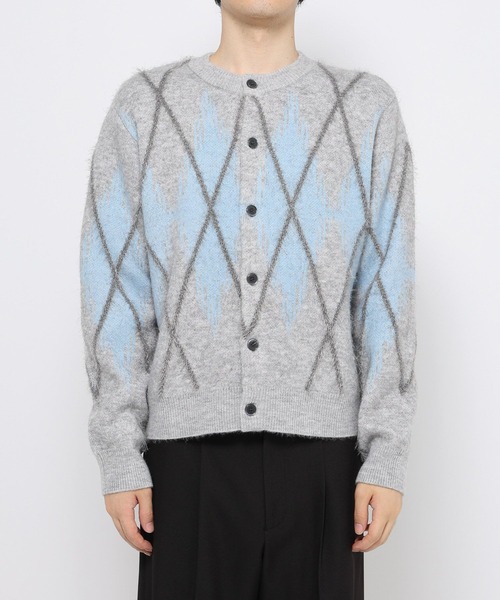 HARE（ハレ）の「アーガイルクルーネックカーディガン(HARE)（カーディガン/ボレロ・メンズ・ブラック/グレー・FREE）」の10枚目の写真