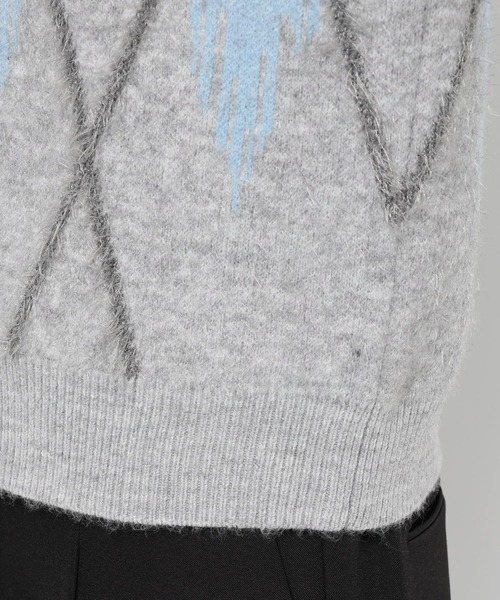 HARE（ハレ）の「アーガイルクルーネックカーディガン(HARE)（カーディガン/ボレロ・メンズ・ブラック/グレー・FREE）」の15枚目の写真