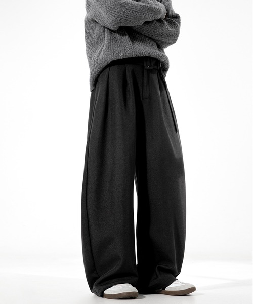 セール】SABRINA スプリングツイード ベルテッド タック バレル ワイド