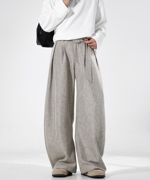 セール】SABRINA スプリングツイード ベルテッド タック バレル ワイド