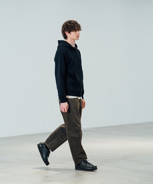 CITY TOKYO（シティトウキョウ）の「【CITY TOKYO/シティートーキョー】Joint knit フ-ディー（パーカー・メンズ・ブラック/ダークグリーン・1/2）」の4枚目の写真