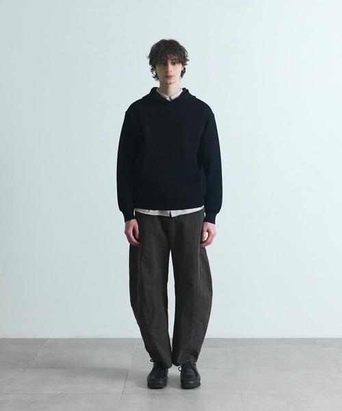 CITY TOKYO（シティトウキョウ）の「【CITY TOKYO/シティートーキョー】Joint knit フ-ディー（パーカー・メンズ・ブラック/ダークグリーン・1/2）」の7枚目の写真