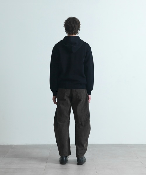 CITY TOKYO（シティトウキョウ）の「【CITY TOKYO/シティートーキョー】Joint knit フ-ディー（パーカー・メンズ・ブラック/ダークグリーン・1/2）」の8枚目の写真