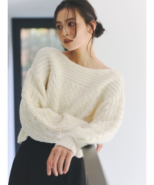 シェープケーブルニットプルオーバー（ニット/セーター）｜anuans（ア