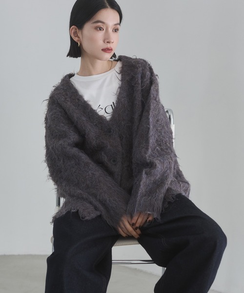 セール】シャギー起毛 Vネック カーディガン（カーディガン/ボレロ