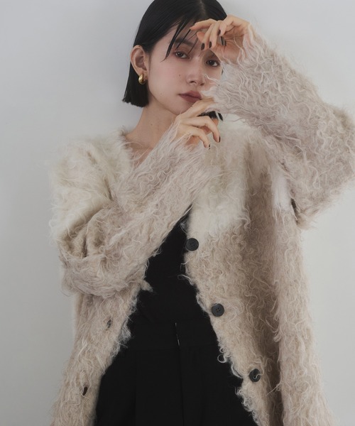 【10％OFF 送料無料 レディース 大人】 Hunch（ハンチ）シャギー起毛 Vニットカーディガン セール】シャギー起毛 Vネック カーディガン（カーディガン/ボレロ