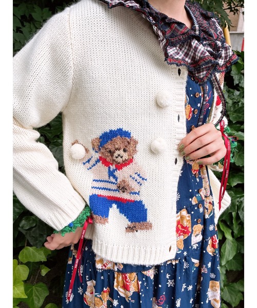 ★専用★ロボホン　ぽんぽんフーディカーディガン三着とくまちゃん付きニット帽３点 ☆専用☆ロボホン ぽんぽんフーディカーディガン三着とくまちゃん付き