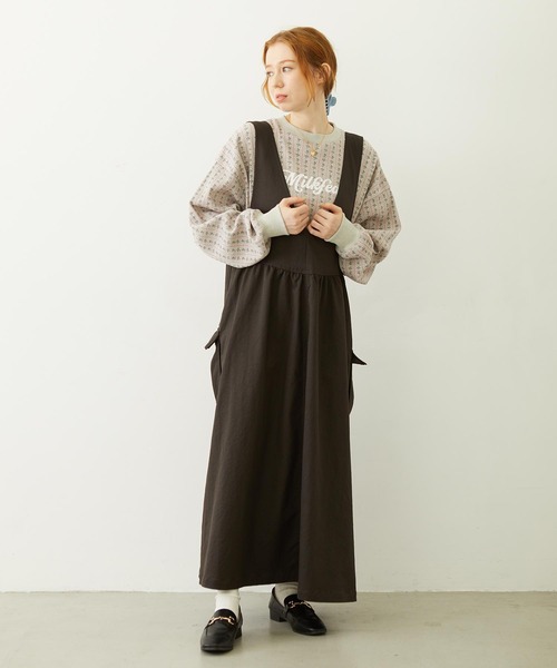 MILKFED.（ミルクフェド）の「STRIPED FLOWER WAFFLE L/S TOP（Tシャツ/カットソー・レディース・アッシュ/オフホワイト・ONE SIZE）」の10枚目の写真