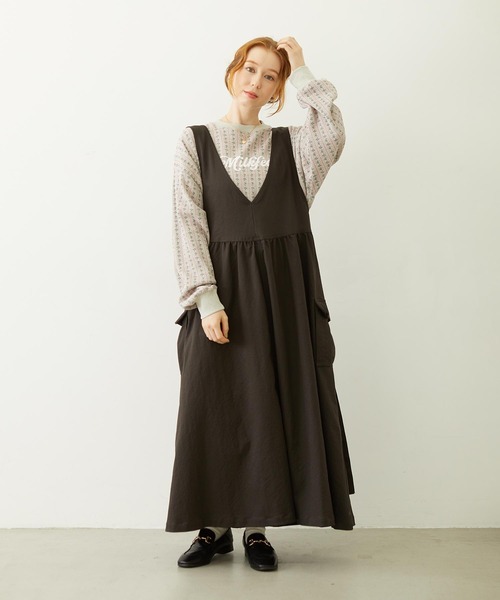 MILKFED.（ミルクフェド）の「STRIPED FLOWER WAFFLE L/S TOP（Tシャツ/カットソー・レディース・アッシュ/オフホワイト・ONE SIZE）」の12枚目の写真