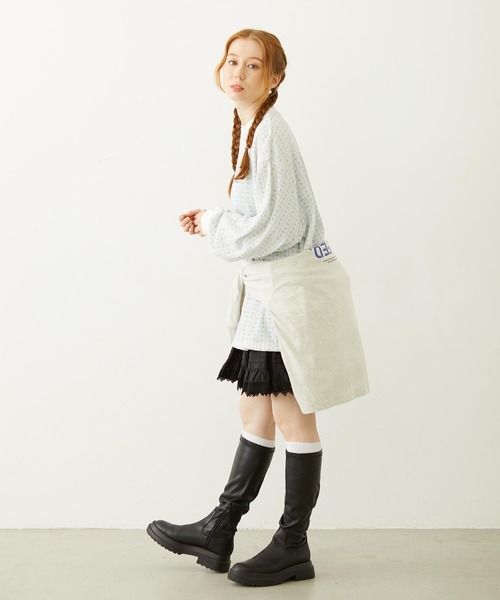 MILKFED.（ミルクフェド）の「STRIPED FLOWER WAFFLE L/S TOP（Tシャツ/カットソー・レディース・アッシュ/オフホワイト・ONE SIZE）」の20枚目の写真