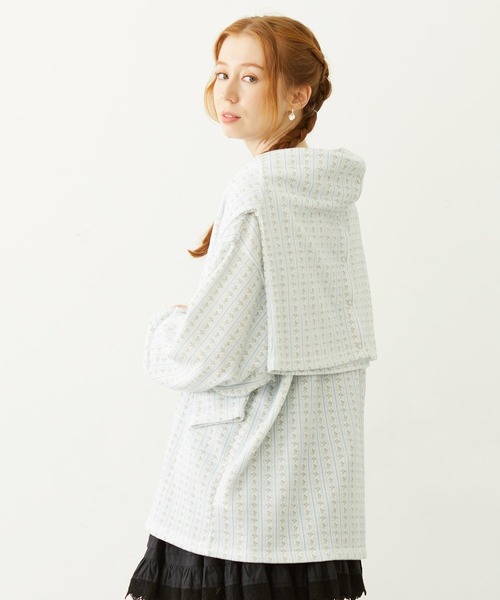 MILKFED.（ミルクフェド）の「STRIPED FLOWER WAFFLE L/S TOP（Tシャツ/カットソー・レディース・アッシュ/オフホワイト・ONE SIZE）」の13枚目の写真