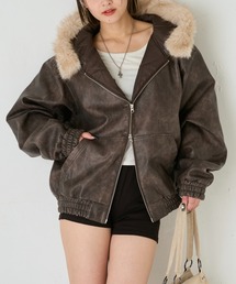 WHO'S WHO gallery | 【2way/ファー取り外し可能】ヴィンテージライクレザーファーフードブルゾン(ブルゾン)