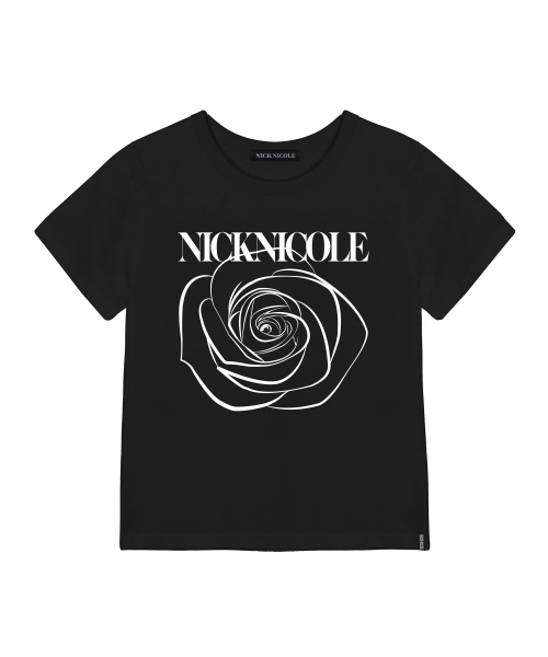 NICK&NICOLE(ニックアンドニコール)の「ROSE NICOLE LABEL SLIM TOP_BLACK WHITE(Tシャツ/カットソー・レディース・その他・FREE)」の4枚目の写真