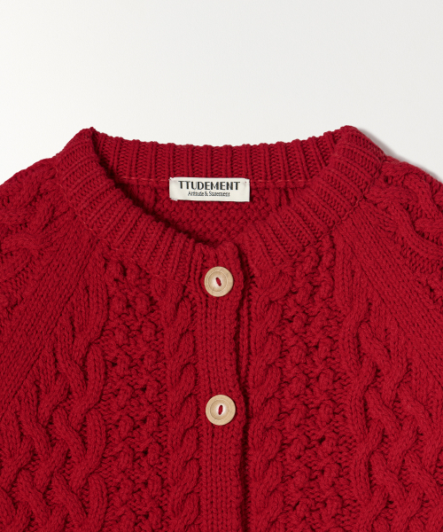 TTUDEMENT（トュードメント）の「CABLE CARDIGAN RED（カーディガン/ボレロ・レディース・その他・FREE）」の5枚目の写真