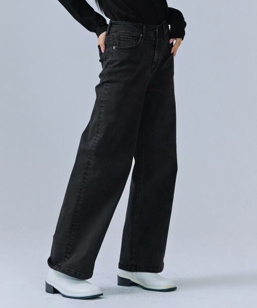 CHASECULT(チェイスカルト)の「レディース 起毛 ブラックウォッシング ワイドデニムパンツ-CFRG2373C03(デニムパンツ・レディース・ブラック・64/67/70/74)」の3枚目の写真