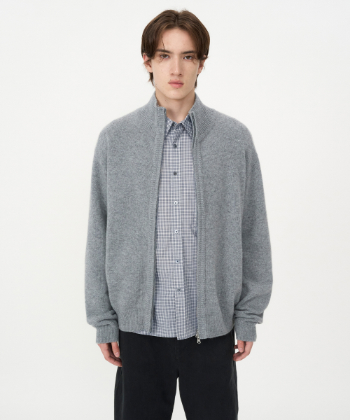 Cashmere zip-up knit GREY
