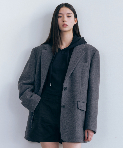 ウィメンズウールブレンドメルトンオーバーショルダーブレザー