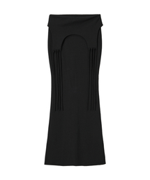 WOOALONG（ウアロン）の「Layered Tied Drape Mermaid Skirt - BLACK（スカート）」