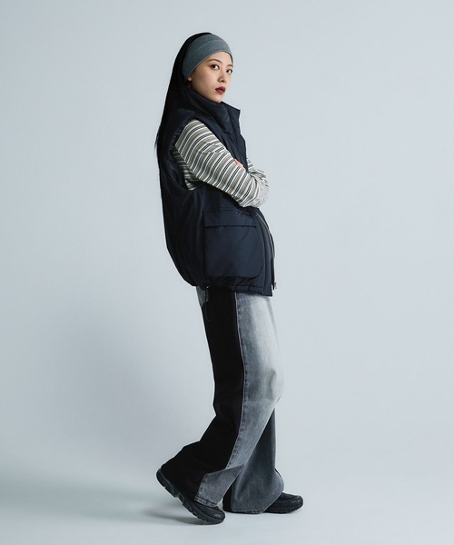 JEANASIS（ジーナシス）の「【Les Fleurs】ナカワタBIGベスト/624942（ダウンベスト・レディース・オフホワイト/ブラック・FREE）」の19枚目の写真