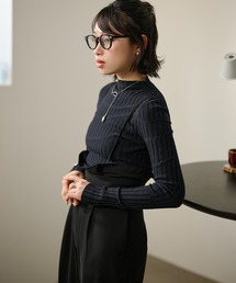 random pattern off neck rib knit /ランダムパターンオフネックリブニット