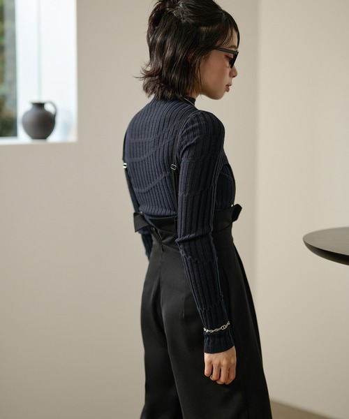 LAULEN(ローレン)の「random pattern off neck rib knit /ランダムパターンオフネックリブニット(ニット/セーター・レディース・ネイビー/オートミール/ブラック・FREE)」の8枚目の写真