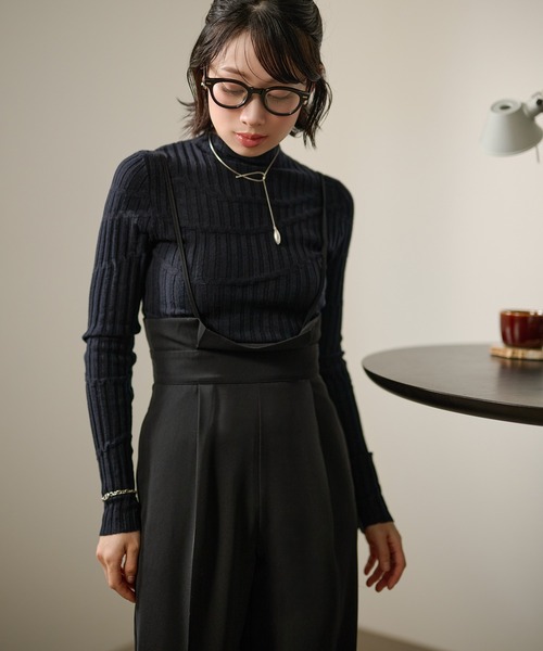 LAULEN(ローレン)の「random pattern off neck rib knit /ランダムパターンオフネックリブニット(ニット/セーター・レディース・ネイビー/オートミール/ブラック・FREE)」の10枚目の写真