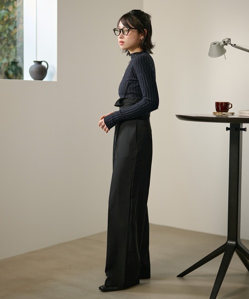LAULEN(ローレン)の「random pattern off neck rib knit /ランダムパターンオフネックリブニット(ニット/セーター・レディース・ネイビー/オートミール/ブラック・FREE)」の12枚目の写真