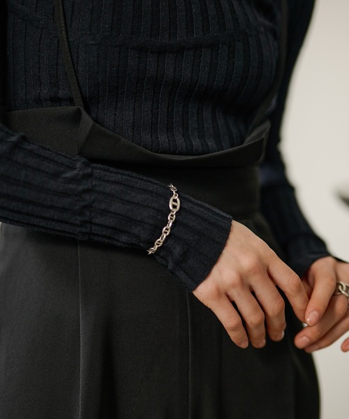 LAULEN(ローレン)の「random pattern off neck rib knit /ランダムパターンオフネックリブニット(ニット/セーター・レディース・ネイビー/オートミール/ブラック・FREE)」の18枚目の写真