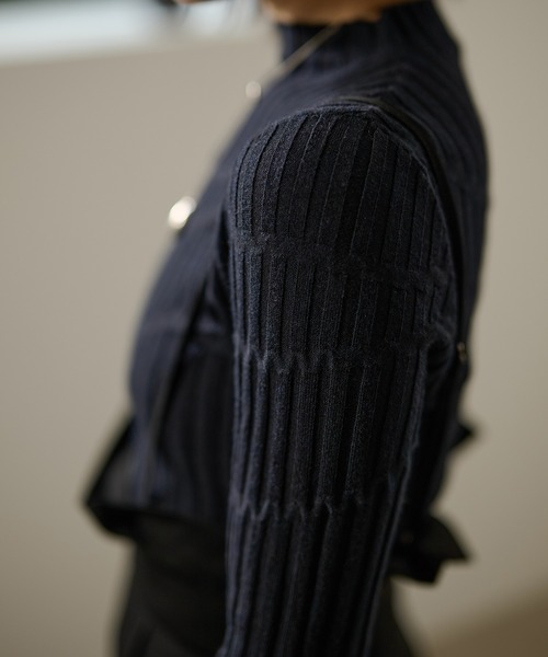 LAULEN(ローレン)の「random pattern off neck rib knit /ランダムパターンオフネックリブニット(ニット/セーター・レディース・ネイビー/オートミール/ブラック・FREE)」の19枚目の写真