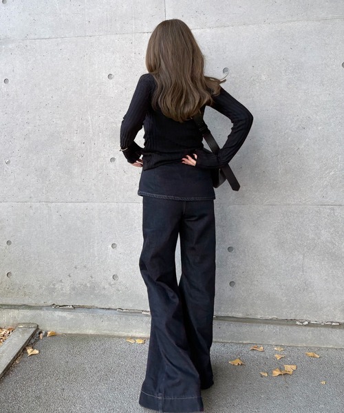 LAULEN(ローレン)の「random pattern off neck rib knit /ランダムパターンオフネックリブニット(ニット/セーター・レディース・ネイビー/オートミール/ブラック・FREE)」の21枚目の写真
