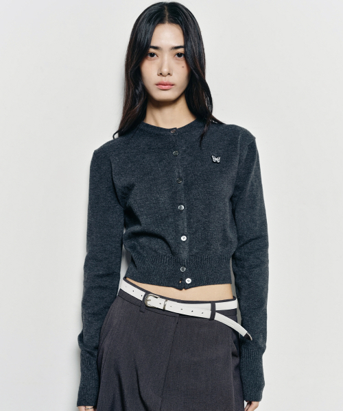 NICK&NICOLE(ニックアンドニコール)の「BUTTERFLY JAQUARD KNIT CARDIGAN_CHARCOAL(カーディガン/ボレロ・レディース・チャコール・FREE)」の3枚目の写真