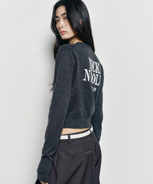NICK&NICOLE(ニックアンドニコール)の「BUTTERFLY JAQUARD KNIT CARDIGAN_CHARCOAL(カーディガン/ボレロ・レディース・チャコール・FREE)」の4枚目の写真