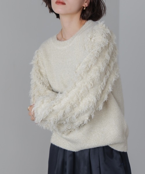 Bou Jeloud（ブージュルード）の「ラメフリンジプルオーバー（ニット/セーター・レディース・グレー/ブルー/オフホワイト・FREE）」の18枚目の写真