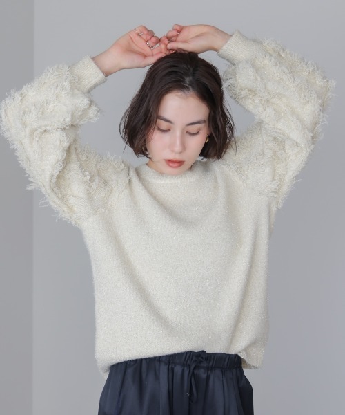 Bou Jeloud（ブージュルード）の「ラメフリンジプルオーバー（ニット/セーター・レディース・グレー/ブルー/オフホワイト・FREE）」の19枚目の写真