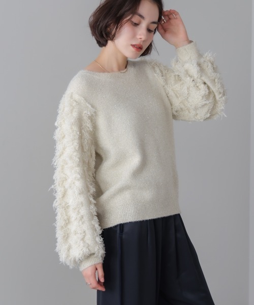 Bou Jeloud（ブージュルード）の「ラメフリンジプルオーバー（ニット/セーター・レディース・グレー/ブルー/オフホワイト・FREE）」の21枚目の写真