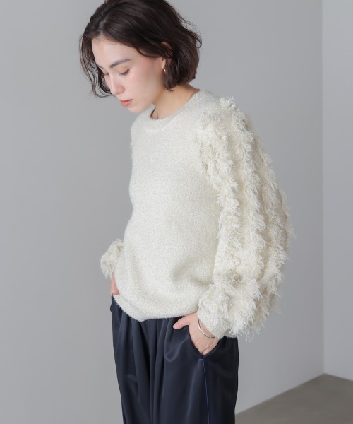 Bou Jeloud（ブージュルード）の「ラメフリンジプルオーバー（ニット/セーター・レディース・グレー/ブルー/オフホワイト・FREE）」の22枚目の写真