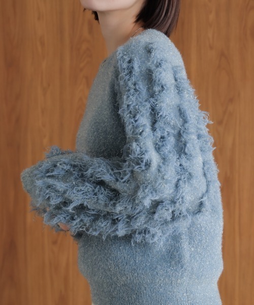 Bou Jeloud（ブージュルード）の「ラメフリンジプルオーバー（ニット/セーター・レディース・グレー/ブルー/オフホワイト・FREE）」の6枚目の写真