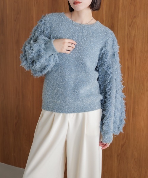 Bou Jeloud（ブージュルード）の「ラメフリンジプルオーバー（ニット/セーター・レディース・グレー/ブルー/オフホワイト・FREE）」の7枚目の写真