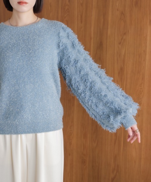 Bou Jeloud（ブージュルード）の「ラメフリンジプルオーバー（ニット/セーター・レディース・グレー/ブルー/オフホワイト・FREE）」の12枚目の写真