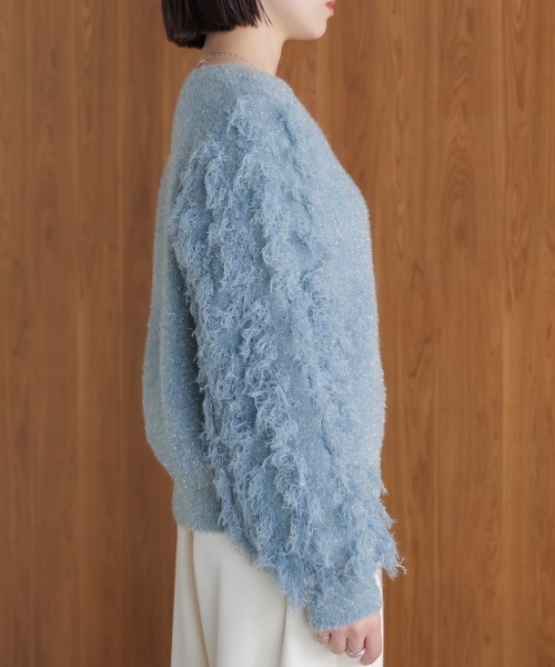 Bou Jeloud（ブージュルード）の「ラメフリンジプルオーバー（ニット/セーター・レディース・グレー/ブルー/オフホワイト・FREE）」の14枚目の写真