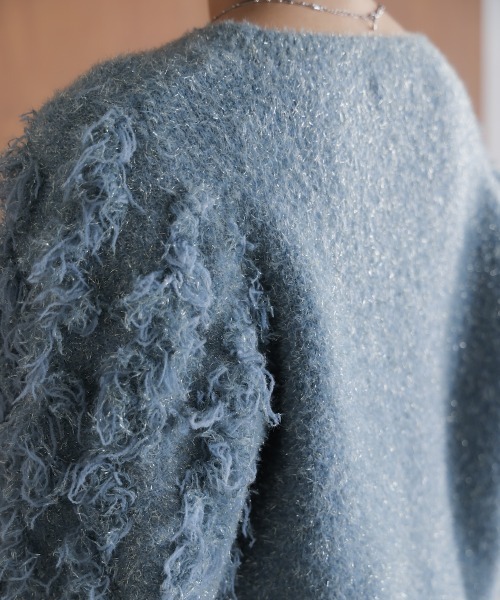 Bou Jeloud（ブージュルード）の「ラメフリンジプルオーバー（ニット/セーター・レディース・グレー/ブルー/オフホワイト・FREE）」の16枚目の写真