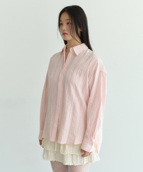 FUN FROM FUN(ファンフロムファン)の「EYELET OVERFIT SHIRTS, PEACH(シャツ/ブラウス・レディース・その他・OS)」の5枚目の写真