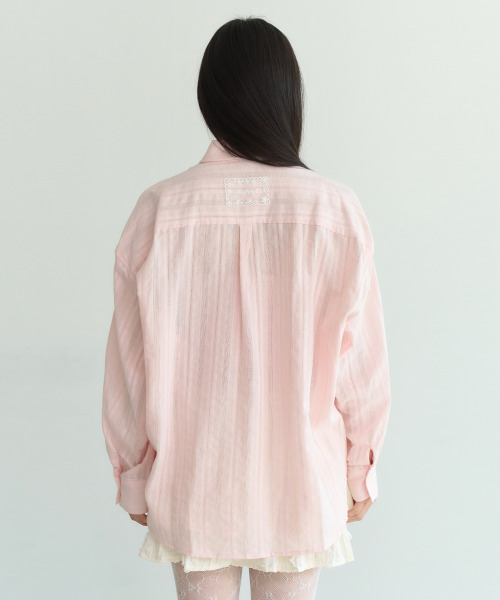 FUN FROM FUN(ファンフロムファン)の「EYELET OVERFIT SHIRTS, PEACH(シャツ/ブラウス・レディース・その他・OS)」の6枚目の写真