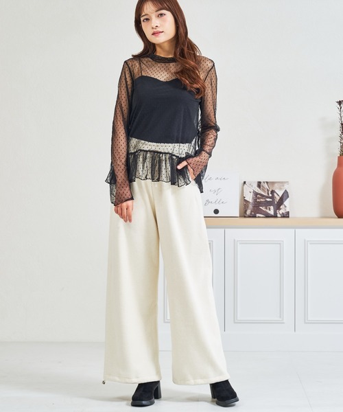 MISCH MASCH(ミッシュマッシュ)の「ZOZO限定 ドットシアー裾フリルハイネックプルオーバー(Tシャツ/カットソー・レディース・ホワイト/ブラック・フリ-)」の12枚目の写真